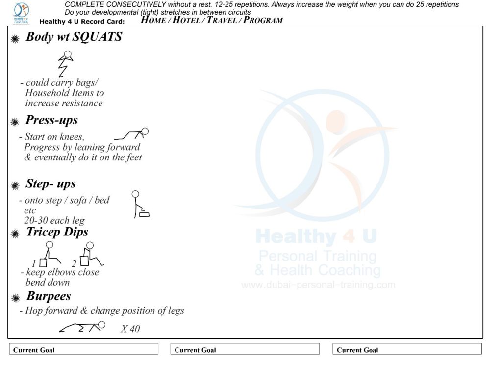 home circuit for weight loss with a persaonal trainer